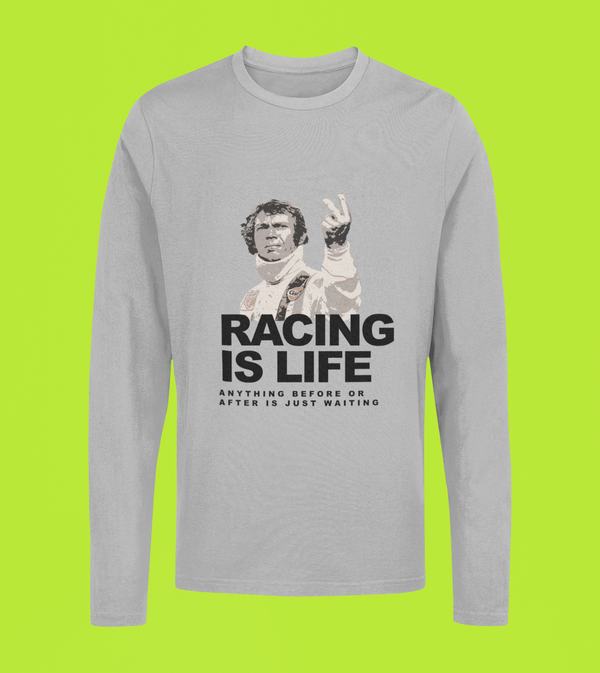 STEVE MCQUEEN LONGSLEEVE T-SHIRT - RACING IS LIFE