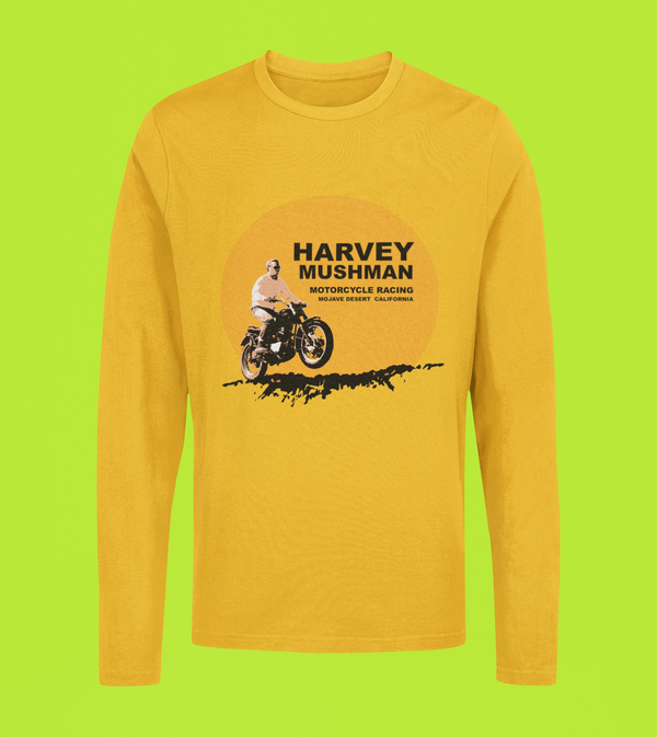 STEVE McQUEEN - HARVEY MUSHMAN MOTORCYCLE RACING LONGSLEEVE T-SHIRT