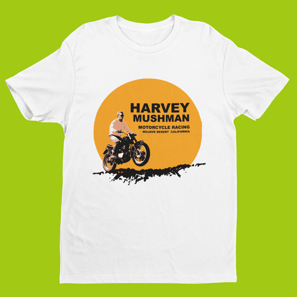 STEVE McQUEEN - HARVEY MUSHMAN MOTORCYCLE RACING T-SHIRT